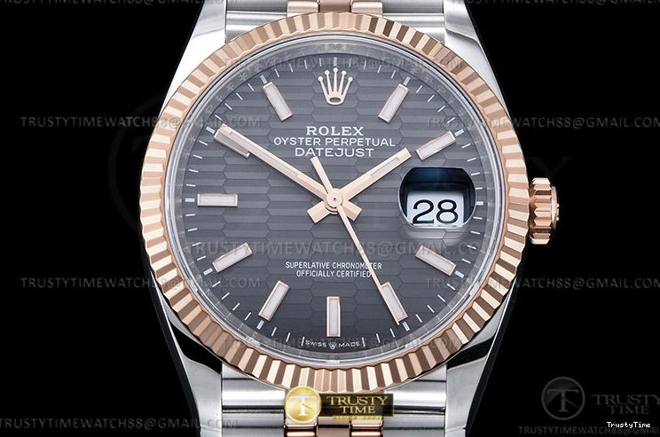 0227 Upgraded RDJ0454B – DJ 36mm Jub Flt 904L RG SS P-Grey Stk VSF VS 780